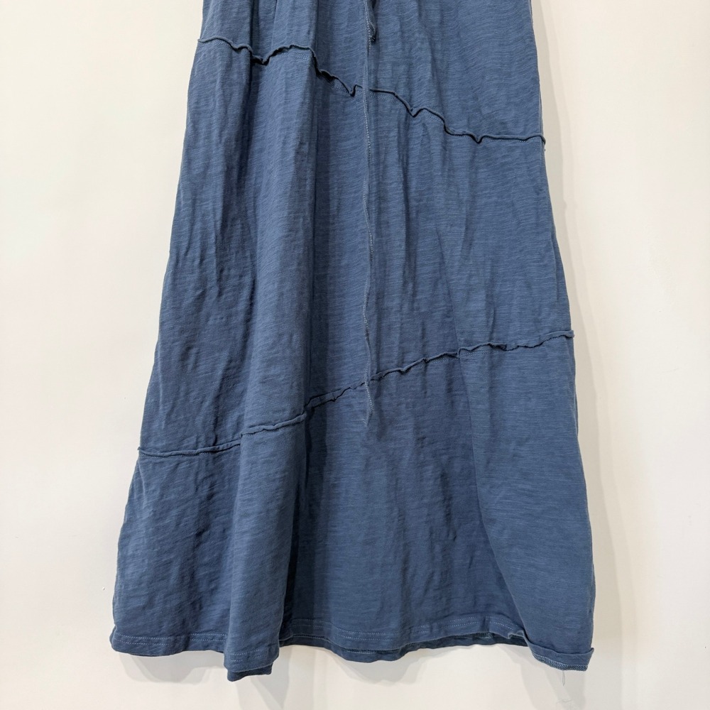 Listicle Blue Tiered Midi Dress Size Large Cotton Drawstring Waist Boho Summer - Picture 3 of 7